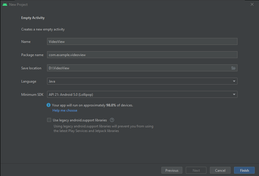 Give Application Name for VideoView Give Application Name for VideoView